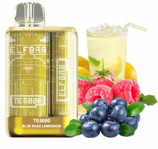 Elf Bar TE5000 Blue Razz Lemonade 5% - одноразка з зарядкою 550 mAh фото товару