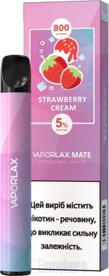 Vaporlax Strawberry Cream 50mg одноразовий вейп на 800 затяжок фото товару