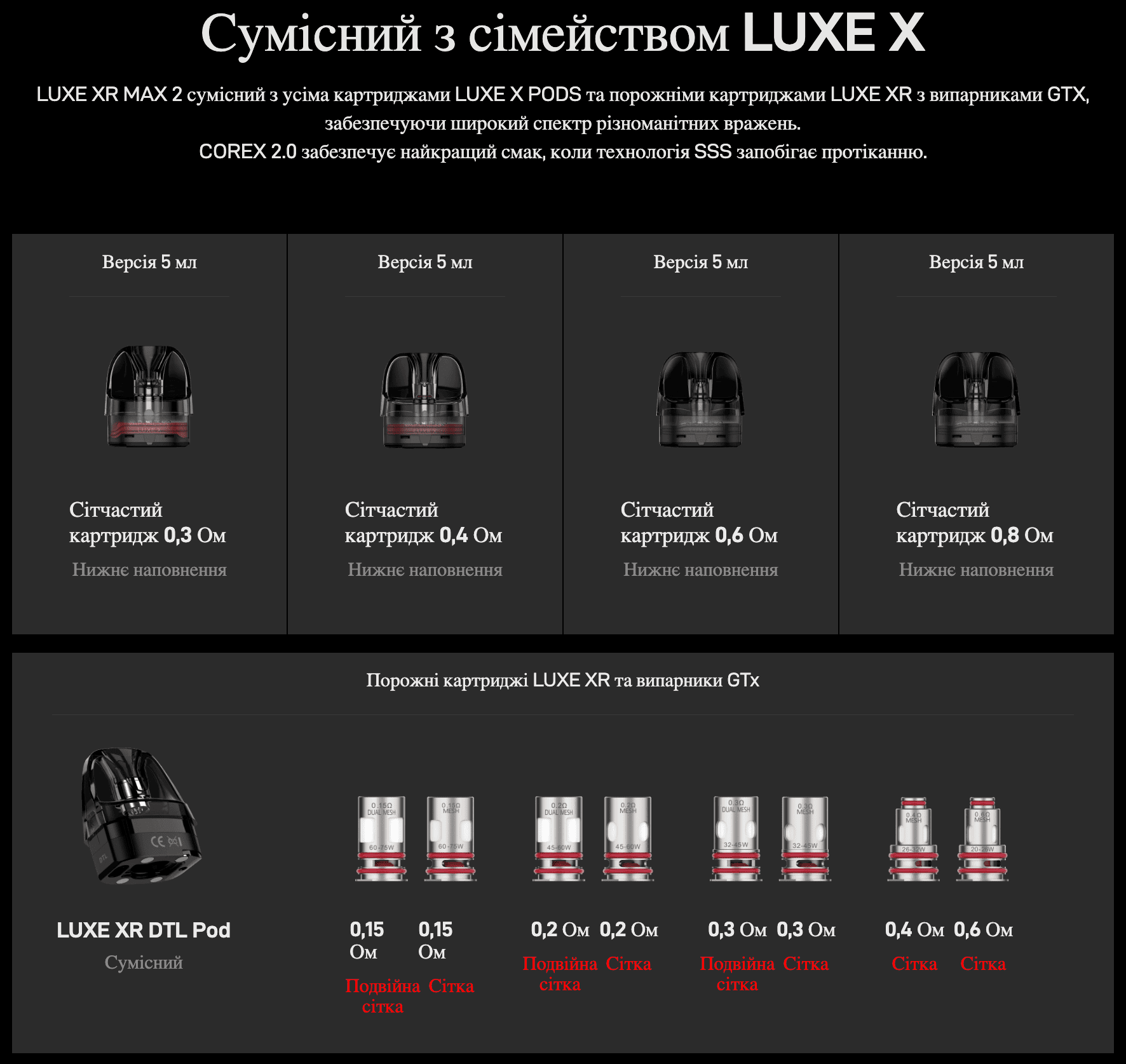 Vaporesso Luxe Xr MAX 2 - совместимость с испарителями