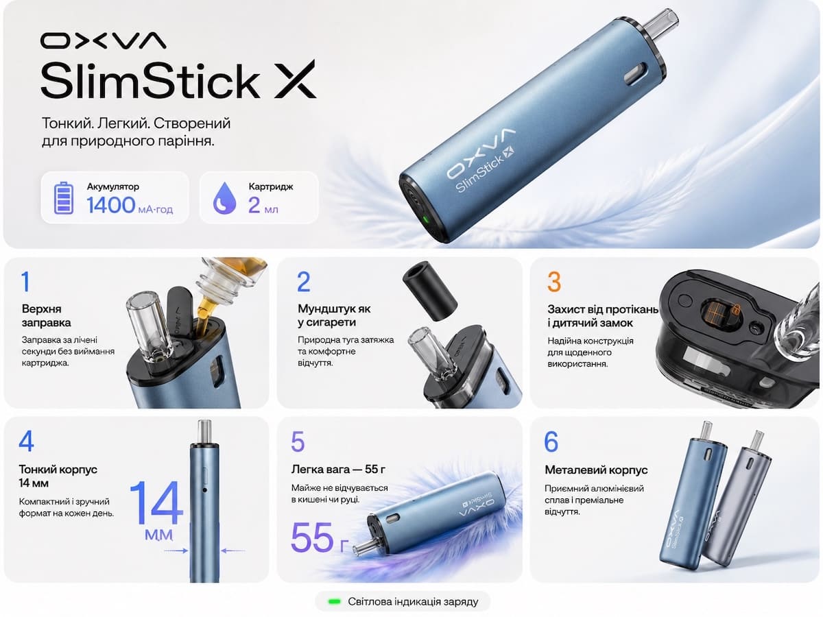 OXVA SlimStick X — инфографика